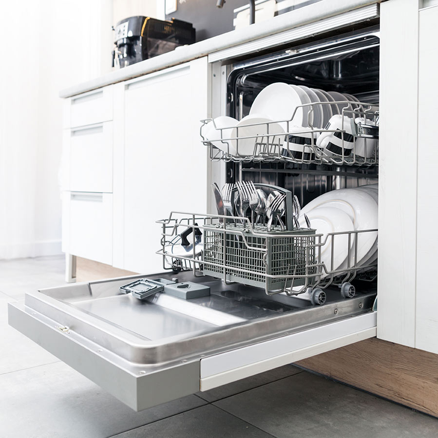 dishwasher full of clean dishes